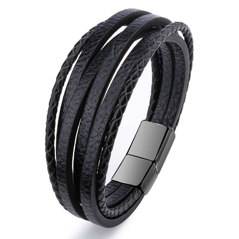 1 Piece Simple Daily Style Line Shape Leather Men's Bracelet 